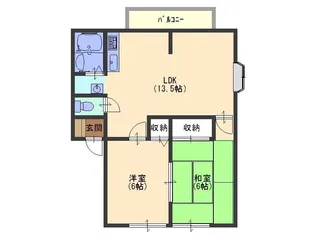 サンビレッジリバーハイムC【1階】の間取り