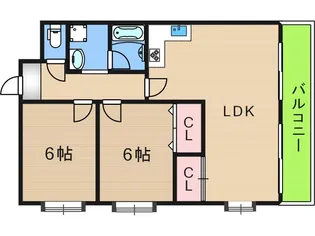 ローズライフ住之江【3階】の間取り