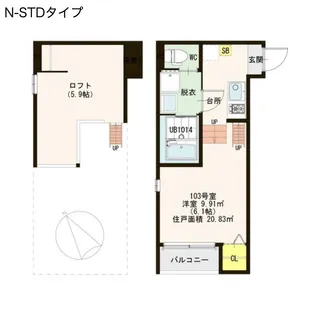 ハーモニーテラス姫里【1階】の間取り