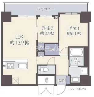 GRAND VILLASSE 福島【9階】の間取り