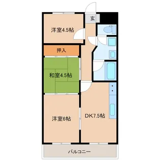 ライオンズマンション九品寺【6階】の間取り