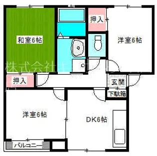 グリーンハイツ北川B棟【1階】の間取り