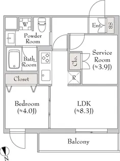 テラブリック南大井【3階】の間取り