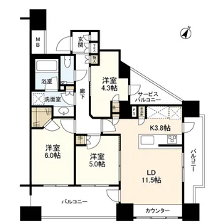 ブランズ溝の口レジデンス【10階】の間取り