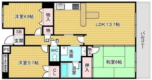 グレイスハイツ【6階】の間取り