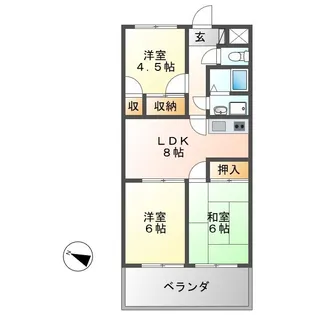 アルトラマンション茄子川 A棟【1階】の間取り