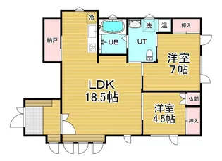 愛国西2丁目17番テラスハウス【1階】の間取り