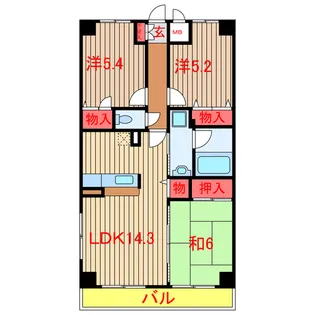 グラシアス芝山【2階】の間取り