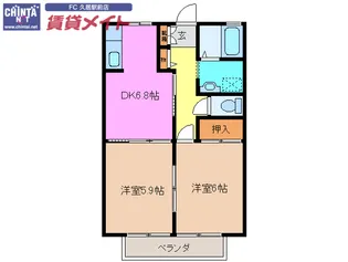 ヴィラ上鴻野【1階】の間取り