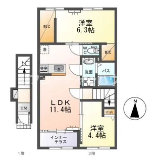 ラ・クラリエール(La Clairiere)【2階】の間取り