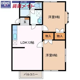 ハイツ秋桜【1階】の間取り