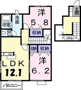 ラ・フォーレ三木B【2階】の間取り