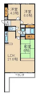 サンマンションアトレ枚方【7階】の間取り