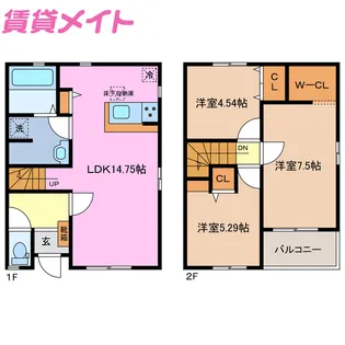 三重県津市川方町【一戸建】の間取り