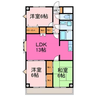 城南ウイング パートIII【3階】の間取り