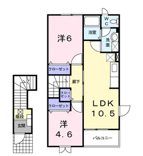 茨城県ひたちなか市大字稲田【アパート】の間取り