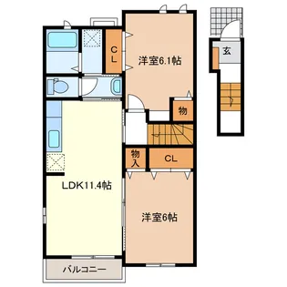 2LDKの間取り画像