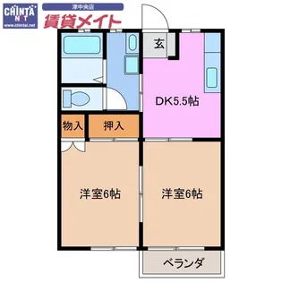 ハイツドヌール B棟【2階】の間取り