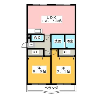 2LDKの間取り画像