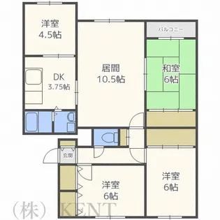 メゾンドルチェ北大西A棟【5階】の間取り