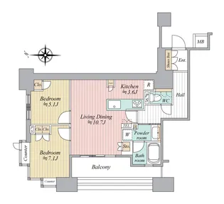ブランズタワー南堀江【10階】の間取り
