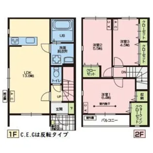 茨城県つくば市谷田部【一戸建】の間取り
