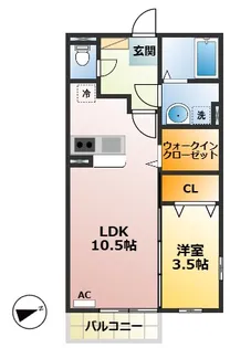 1LDKの間取り画像