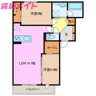 ディーシャンブル川原町【2階】の間取り