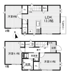 神奈川県横浜市港北区富士塚2【一戸建】の間取り