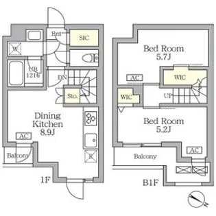 アジールコート三宿テラス【1階】の間取り