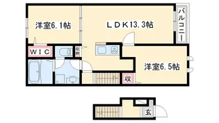 パルミエB【2階】の間取り