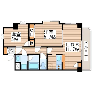 ルミネ薬師堂【6階】の間取り