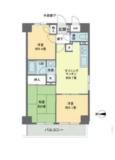 リヴィエルバーグ西大島【4階】の間取り