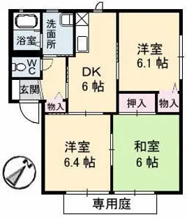 カーサ平生【1階】の間取り