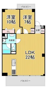 カナンハウスB棟【2階】の間取り