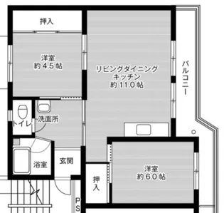 ビレッジハウス千津ヶ谷3号棟【4階】の間取り