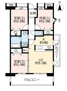 URフレール西新井第二【3階】の間取り