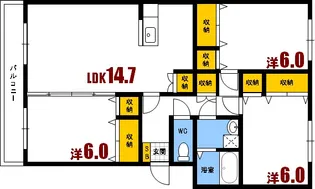 大和ガーデンコート 2号棟【2階】の間取り