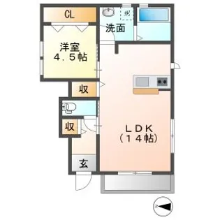 リーブルファイン中川原【1階】の間取り