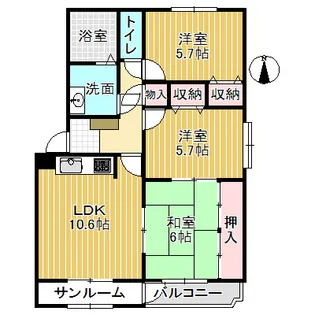 やかたマンション貳番館【1階】の間取り