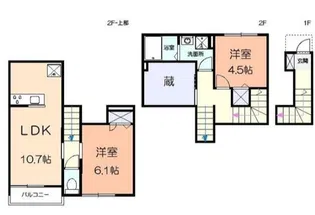 カクト・ユウB【0】【2階】の間取り