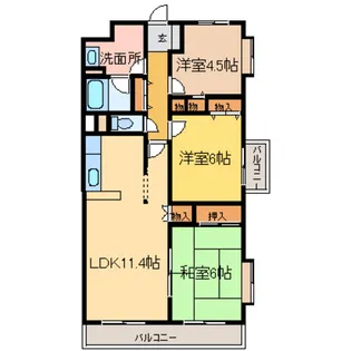 ルレーブ城南【1階】の間取り