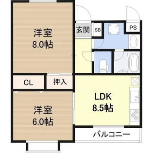 ロワゾーブルー平野【3階】の間取り