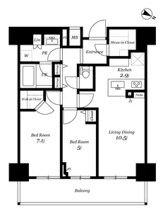 ロイヤルパークスER万代【8階】の間取り