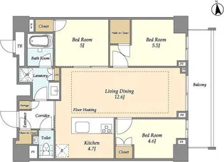 オアーゼ新宿市谷薬王寺【5階】の間取り