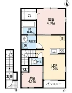 神奈川県海老名市門沢橋2【アパート】の間取り