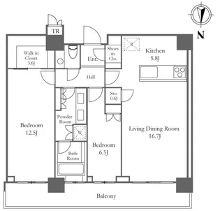 ザ・パークハウス晴海タワーズ ティアロレジデンス【48階】の間取り