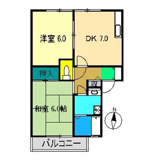 エステート六泉寺 B棟【2階】の間取り