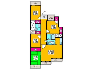 セルヴェール春日丘【1階】の間取り