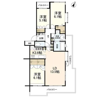 ファーレ鷺沼【6階】の間取り